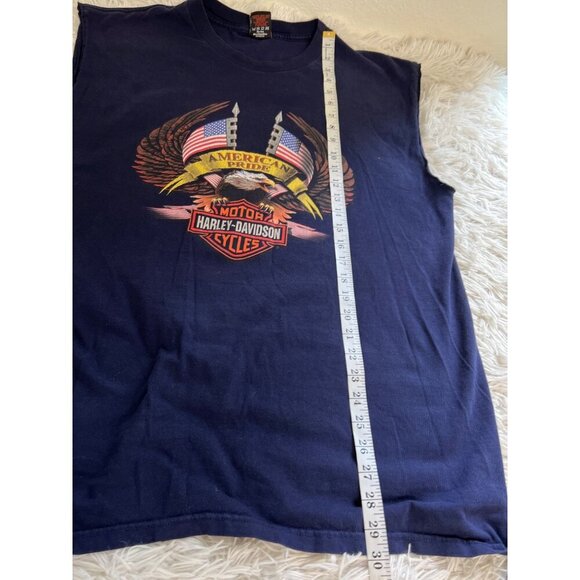 Harley Davidson XL Sleeveless Tee T-shirt Vegas Flag Eagle American Pride - Picture 5 of 7